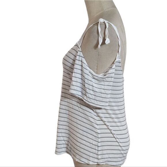 Garage White Striped Off Shoulder Tee Shirt - Picture 5 of 5